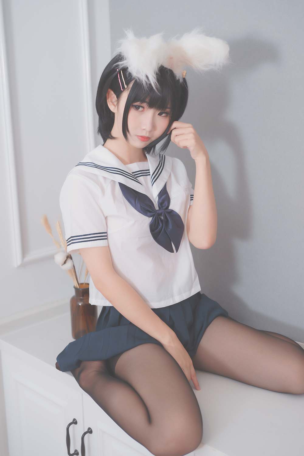 面饼仙儿 – 兔耳jk Cosplay-第1张