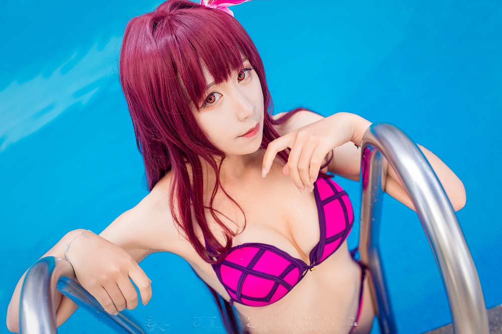 九曲Jean – 斯卡哈 泳装 Cosplay-第1张