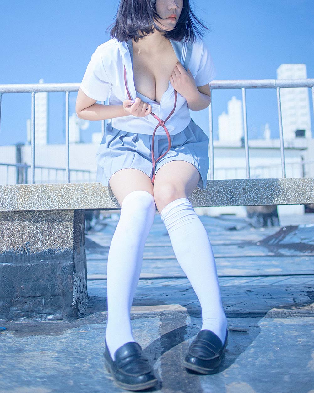 汐 – 天台JK Cosplay-第2张