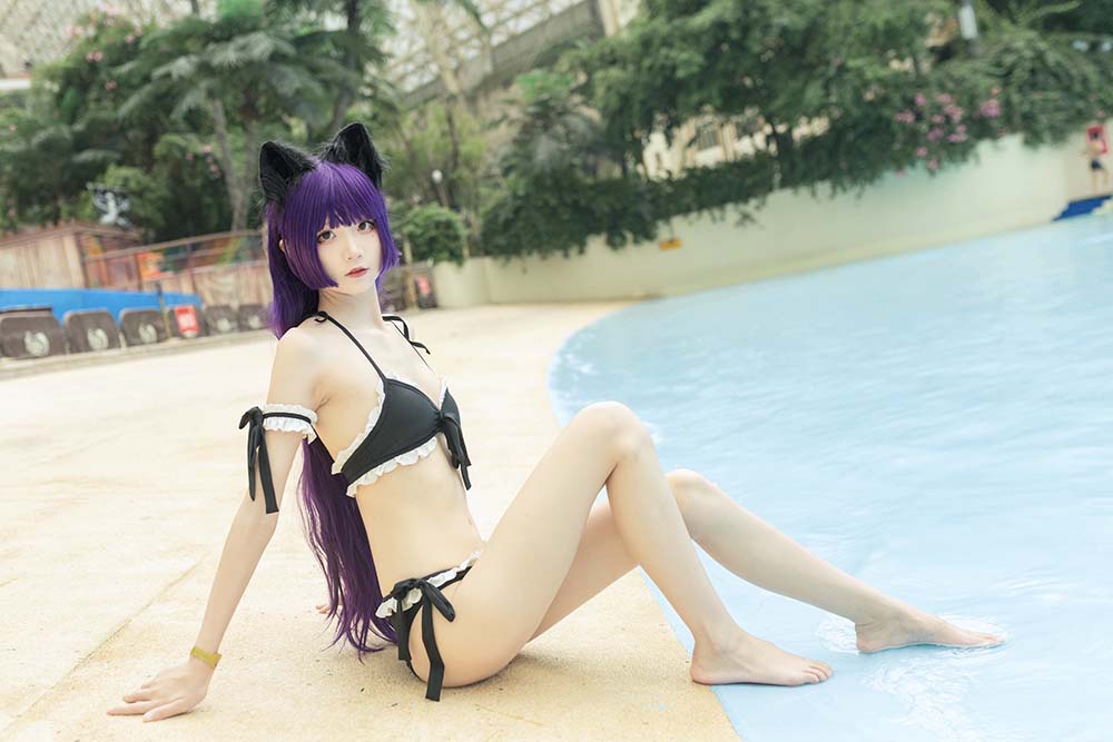五更百鬼 – 黑猫泳装 Cosplay-第1张