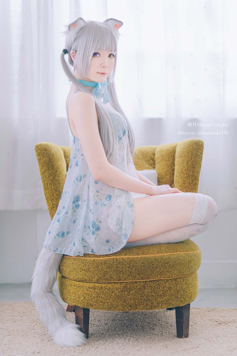 霜月shimo – ベビードールと灰色ねこ Cosplay-第2张