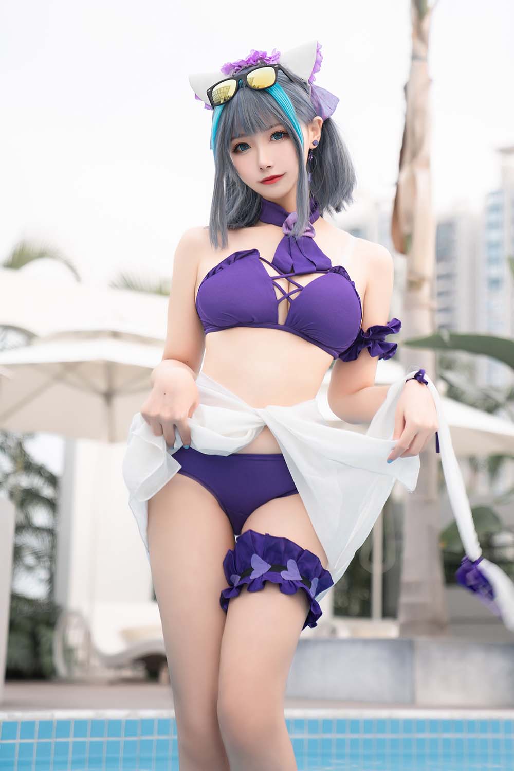 Momoko葵葵 – 柴郡水着 Cosplay-第2张