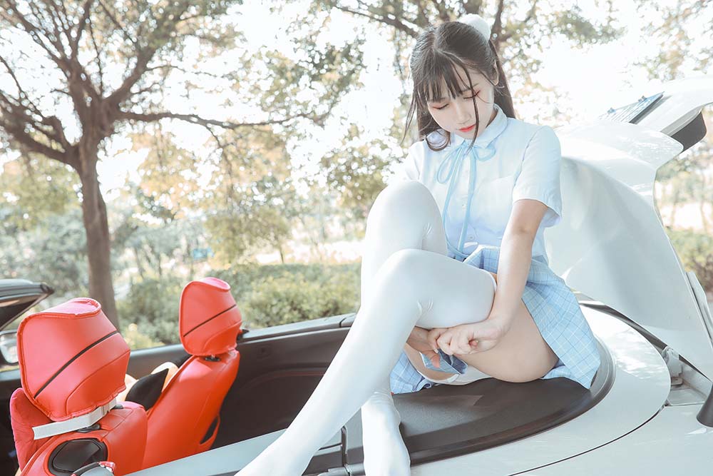 不呆猫 – 白丝过膝袜 Cosplay-第2张
