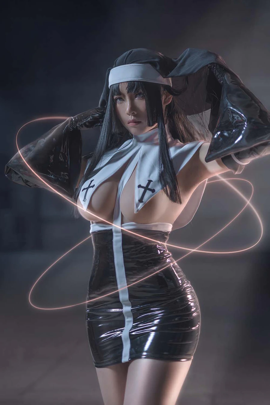 uki雨季 – 修女黑胶衣 Cosplay-第1张