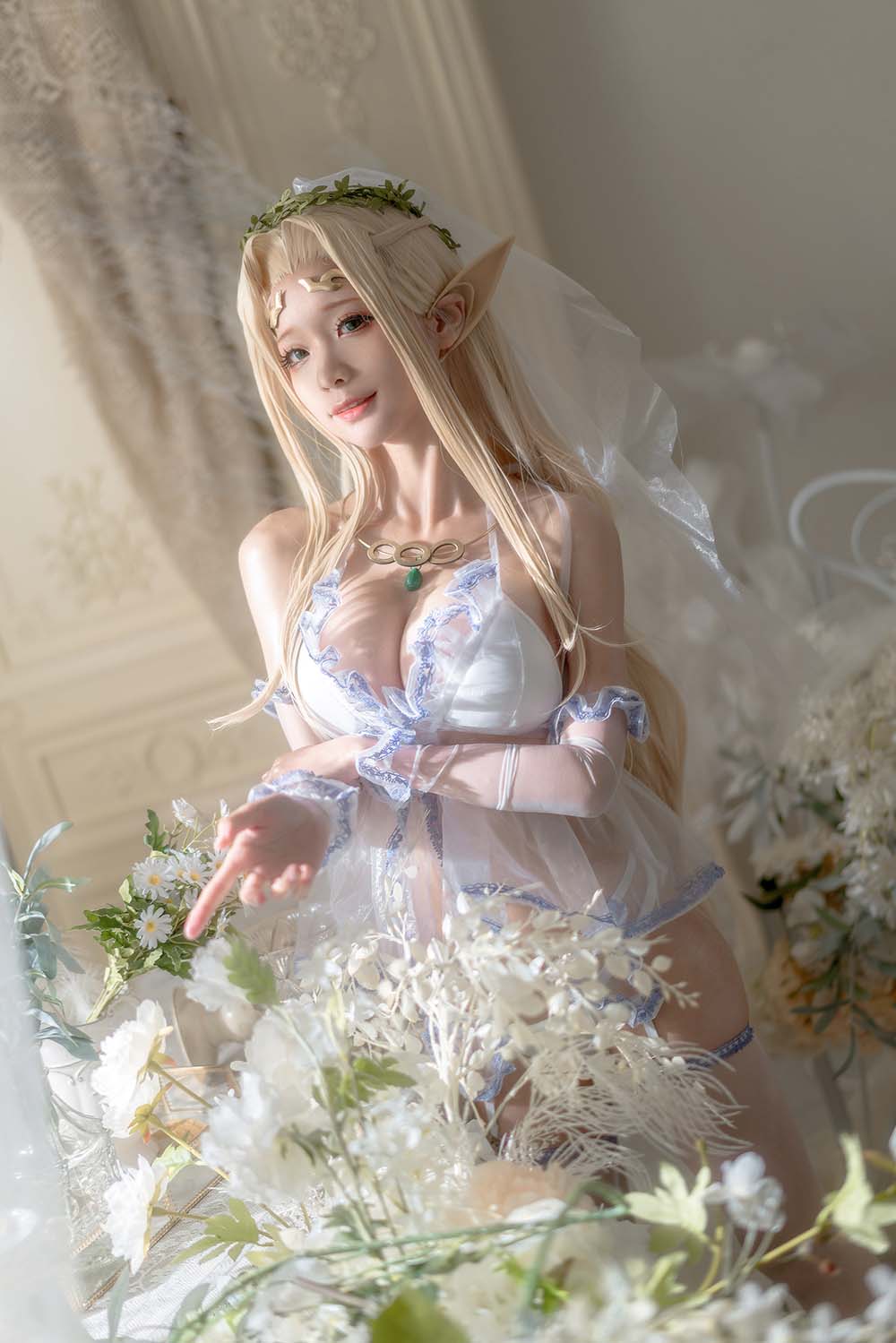 蠢沫沫 – 白精灵 婚纱 Cosplay-第1张