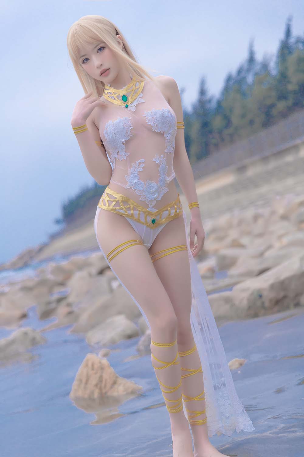 清水由乃 – 玛丽萝丝白色泳衣 Cosplay-第1张