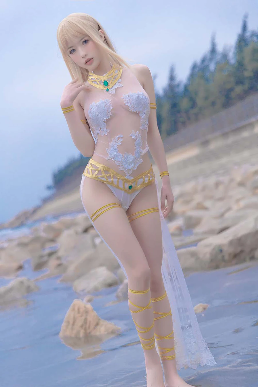 清水由乃 – 玛丽萝丝白色泳衣 Cosplay-第1张