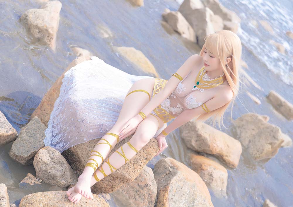 清水由乃 – 玛丽萝丝白色泳衣 Cosplay-第2张