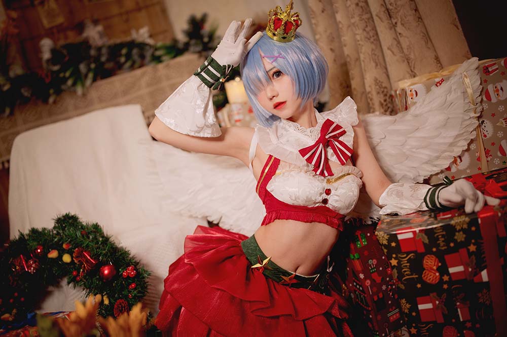 花柒Hana – 圣诞蕾姆 Cosplay-第1张