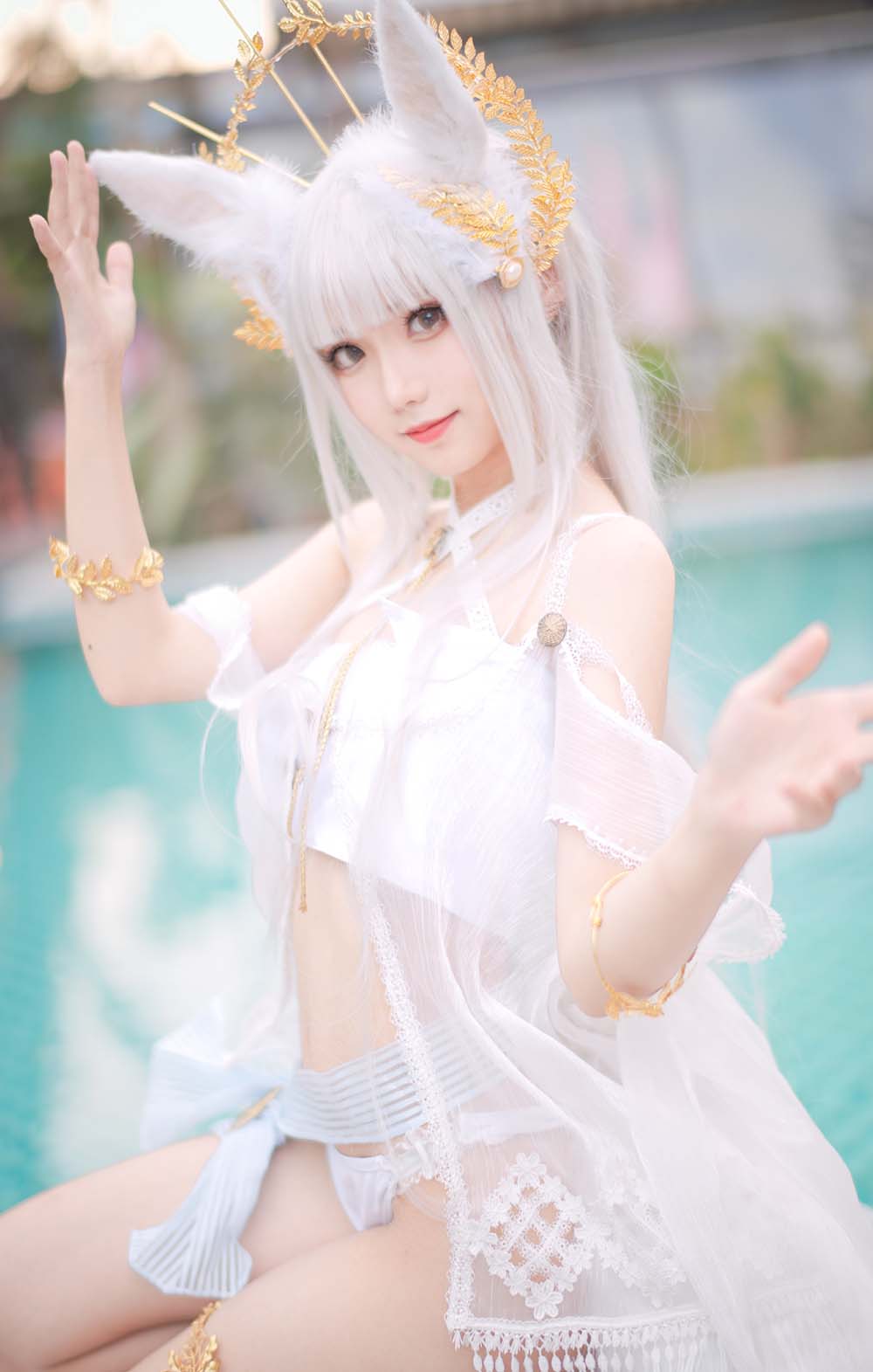 花柒Hana – 白金cos泳装 Cosplay-第1张