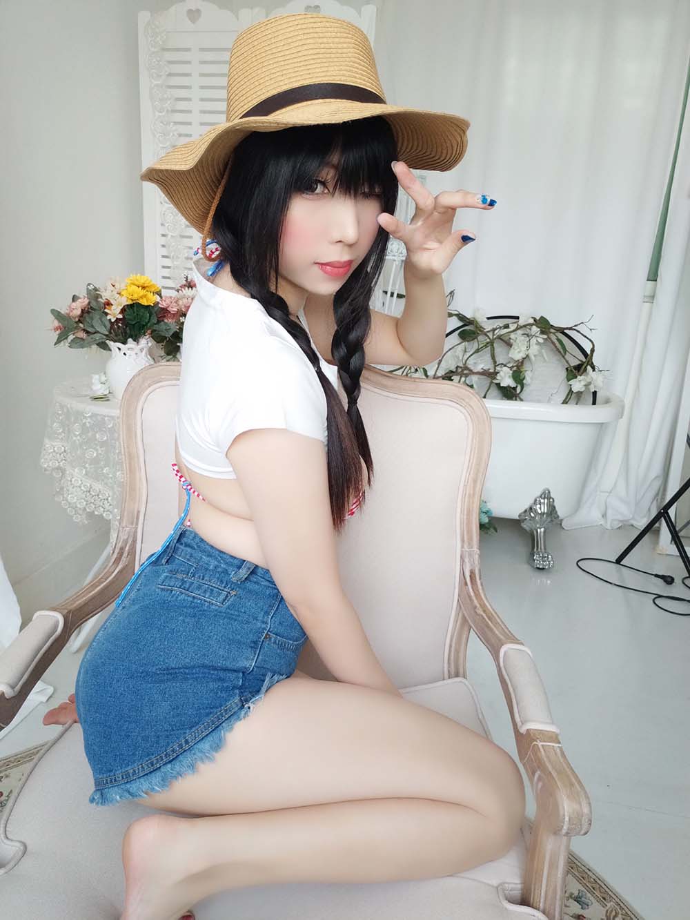 鹿野希 – 牛仔女郎 Cosplay-第1张
