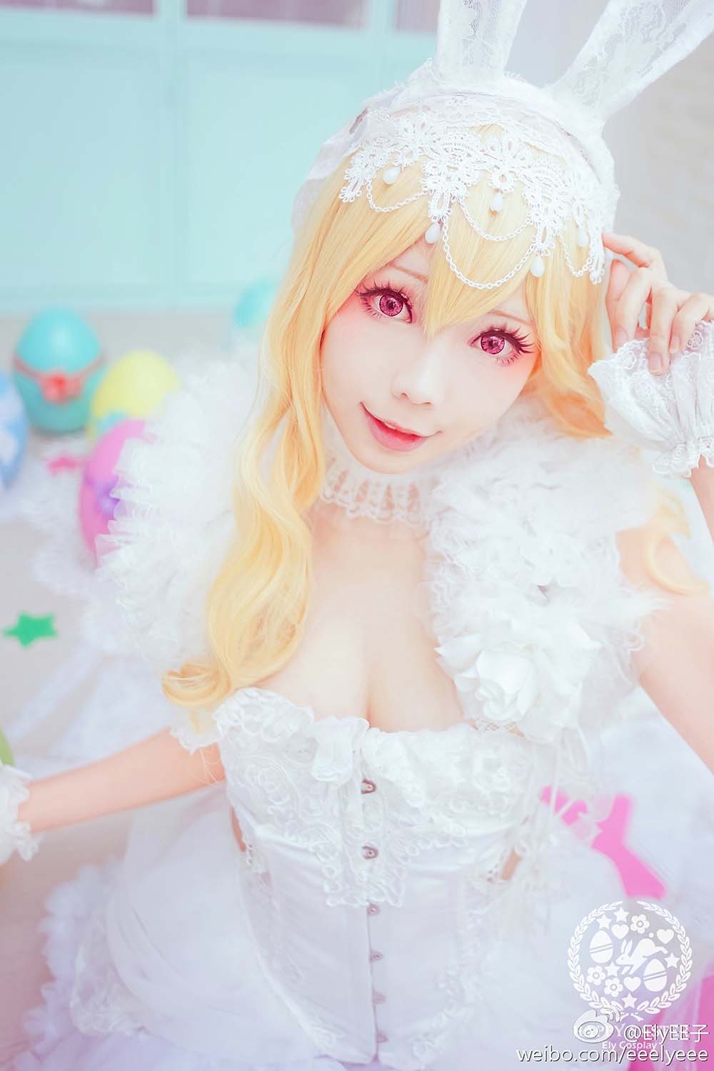 Ely_eee(ElyEE子) – 兔耳白礼服 Cosplay-第2张