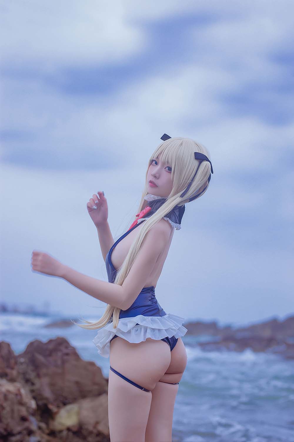 二佐Nisa – 碧蓝 玛丽罗斯泳装 Cosplay-第1张