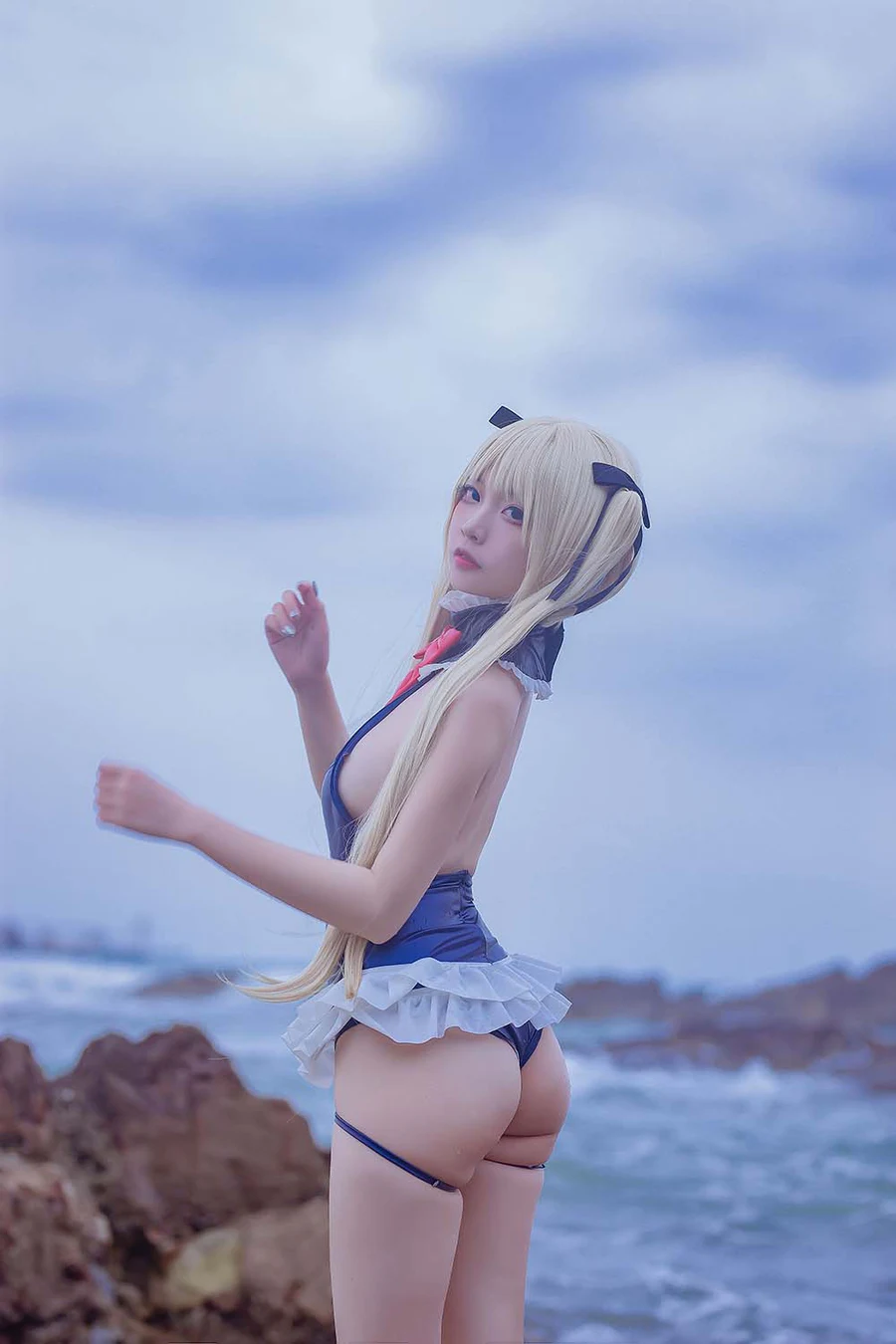 二佐Nisa – 碧蓝 玛丽罗斯泳装 Cosplay-第1张