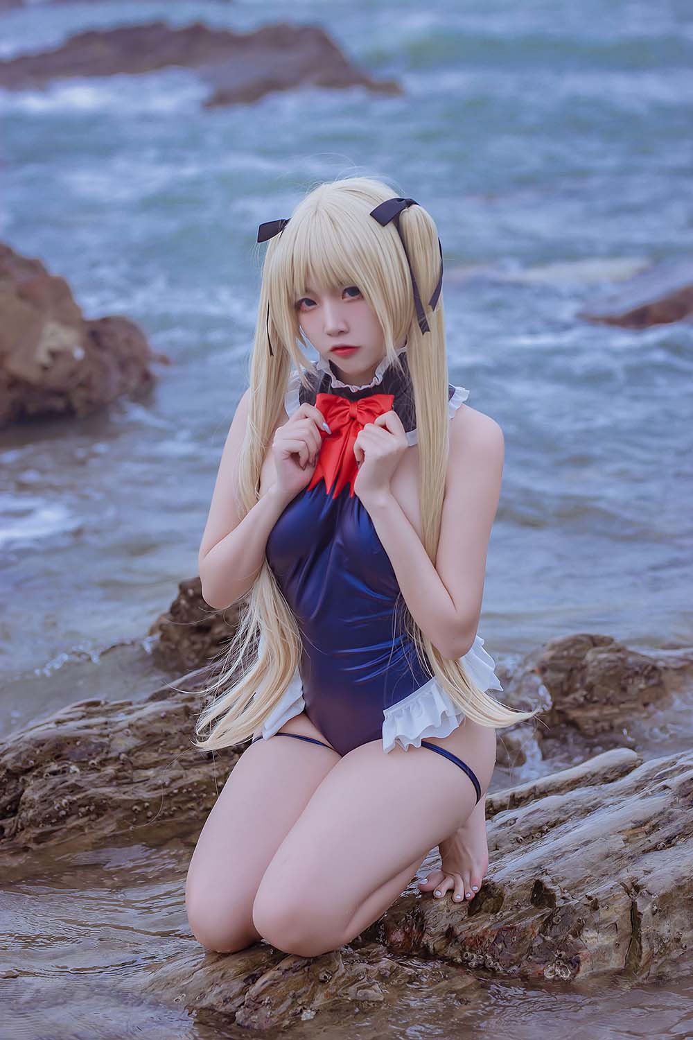 二佐Nisa – 碧蓝 玛丽罗斯泳装 Cosplay-第2张