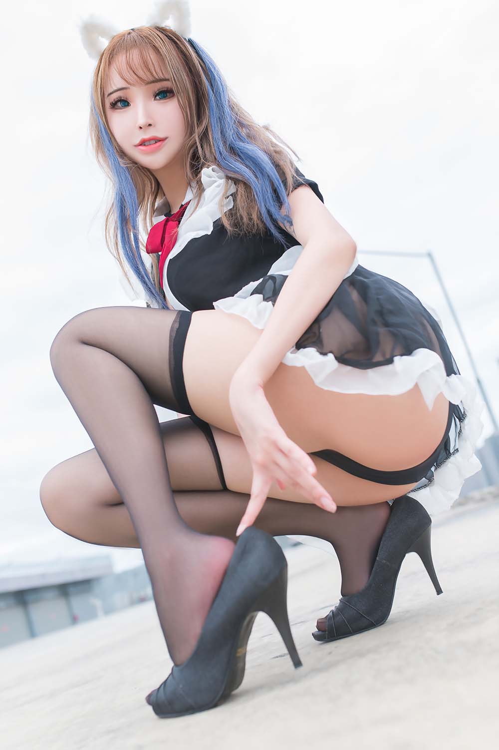 花リリ(Plant Lily) – Rooftop Maid Cosplay-第1张