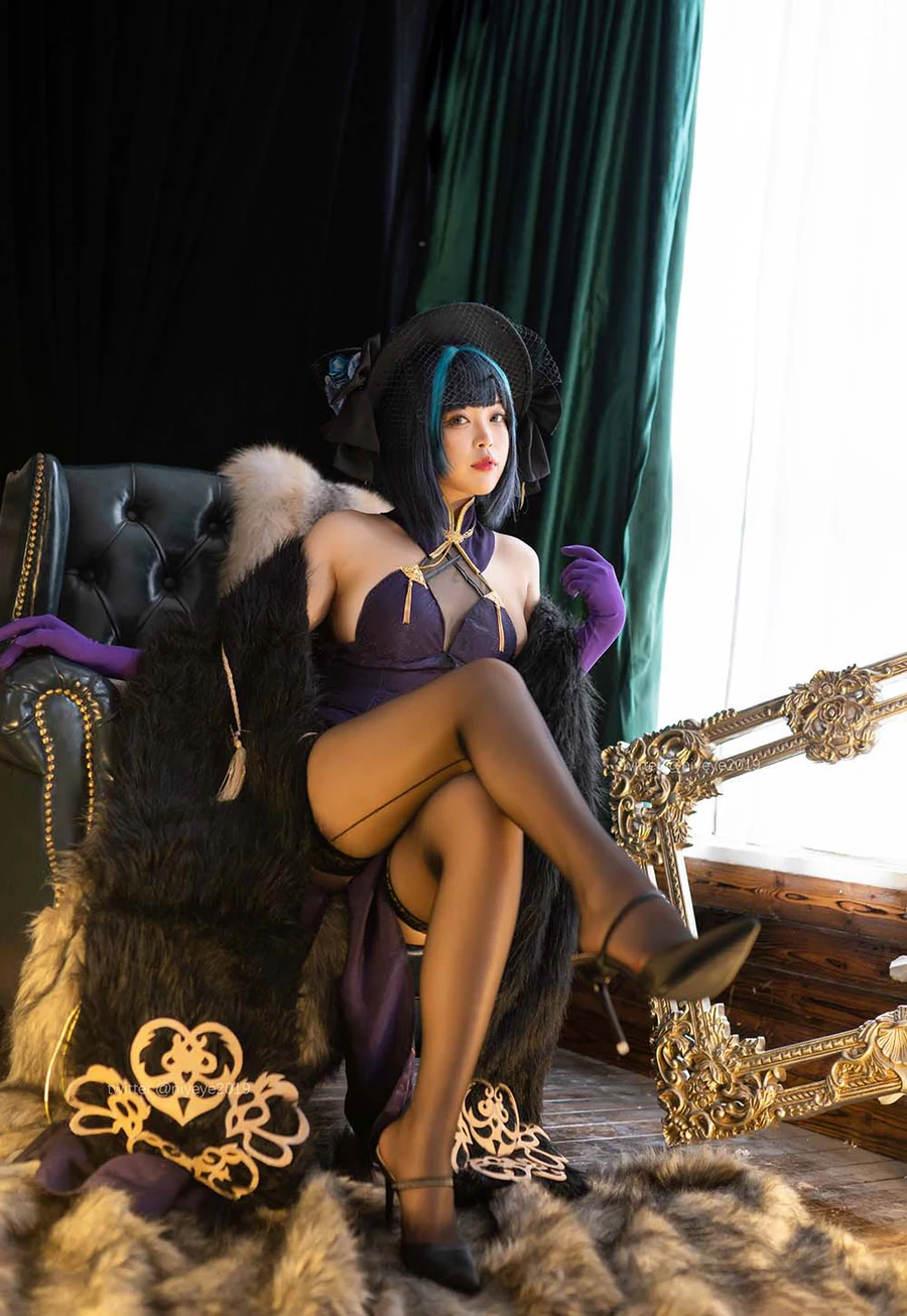 白烨 – 柴郡旗袍 Cosplay-第2张