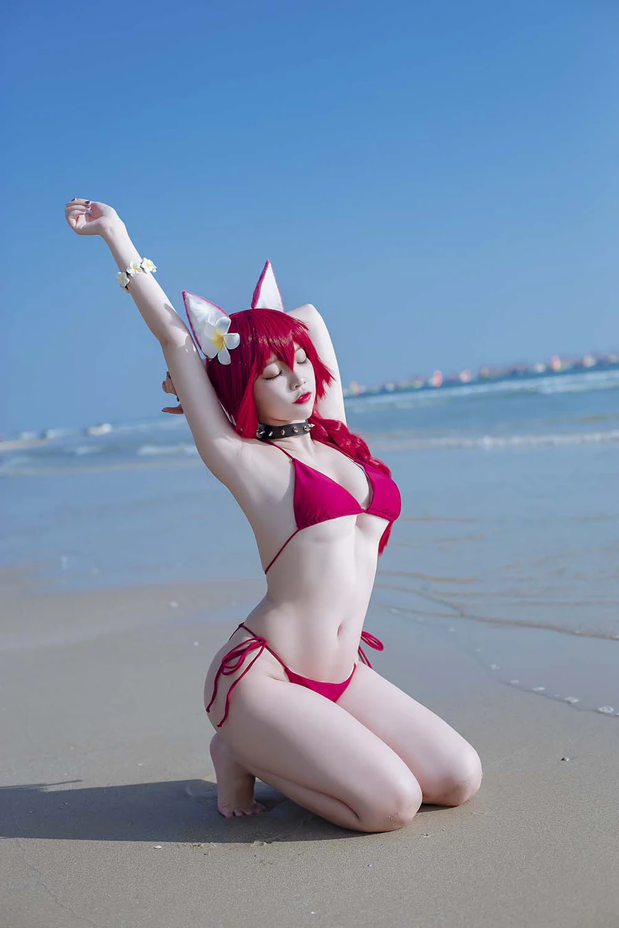 二佐Nisa – 碧蓝 千代田泳装 Cosplay-第1张