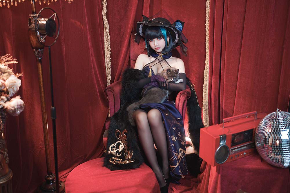 面饼仙儿 – 柴郡旗袍 Cosplay-第1张