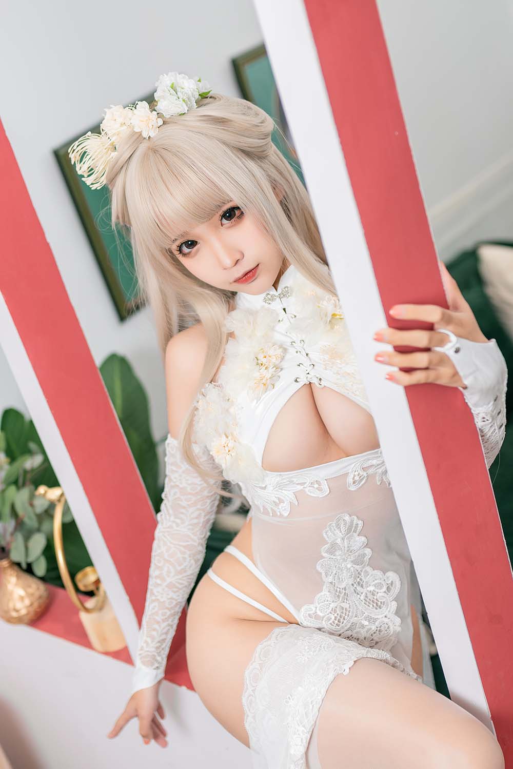 蠢沫沫 – 歪萌白旗袍 Cosplay-第1张