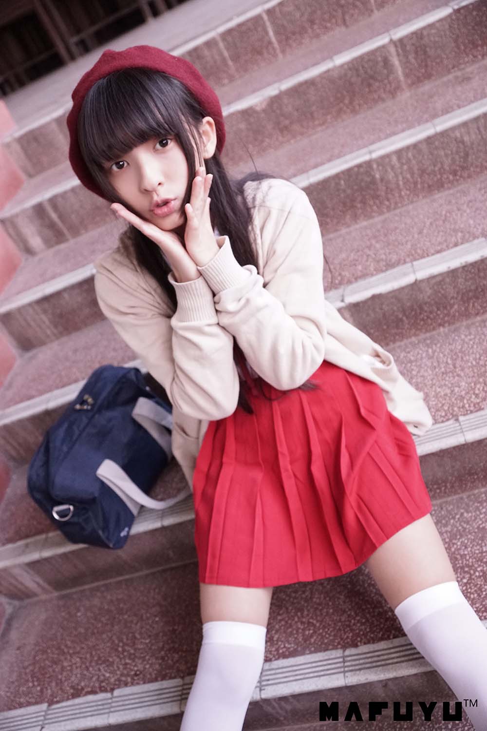神楽板真冬 – JK白过膝系列套图 Cosplay-第1张