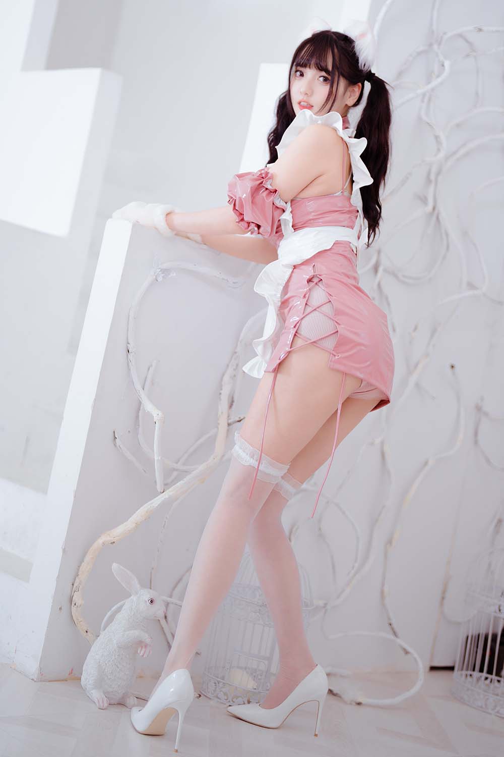 陆卿卿kyokyo – 粉白女仆 Cosplay-第2张