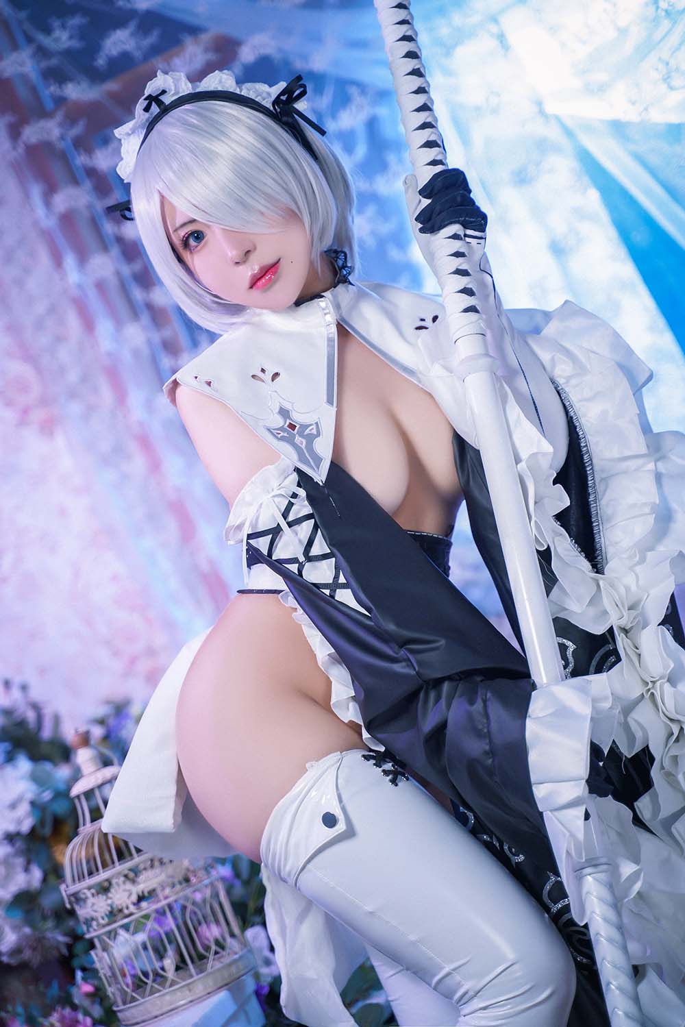 虎森森 – 2B女仆 Cosplay-第1张