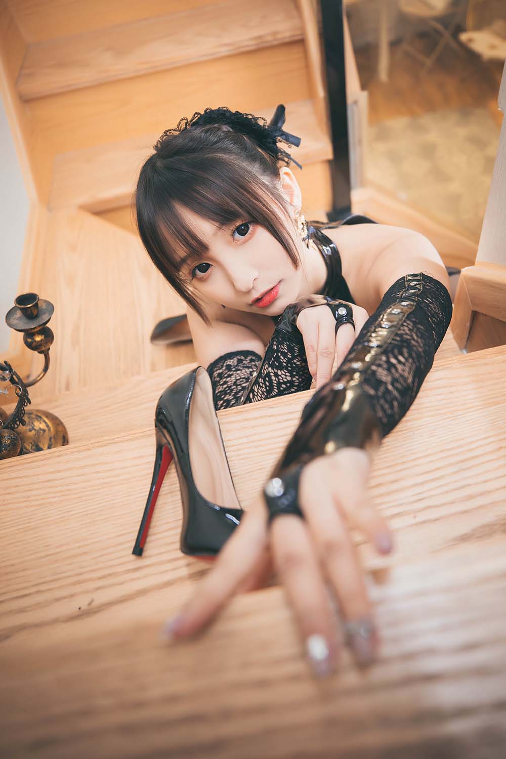 神楽板真冬 – 風と月-黑白旗袍 Cosplay-第2张