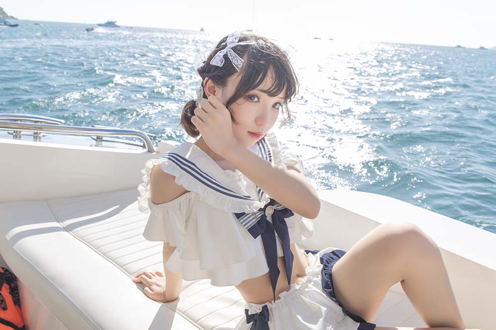 花柒Hana – 三亚熊之海军风泳装 Cosplay-第2张