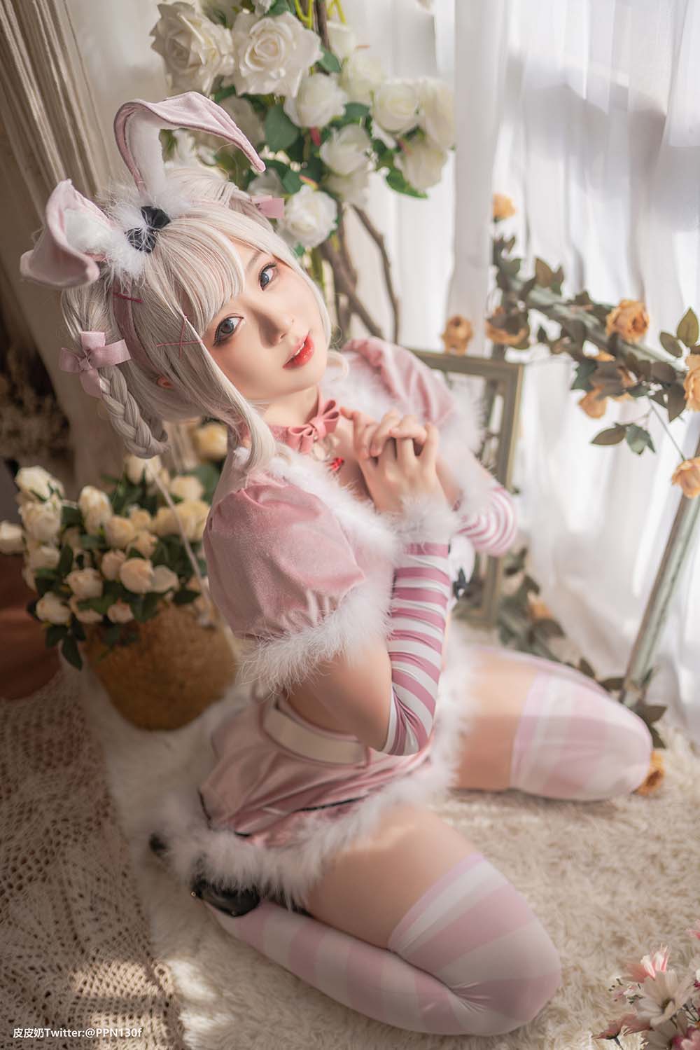 皮皮奶可可爱了啦 – 粉色兔兔 Cosplay-第2张