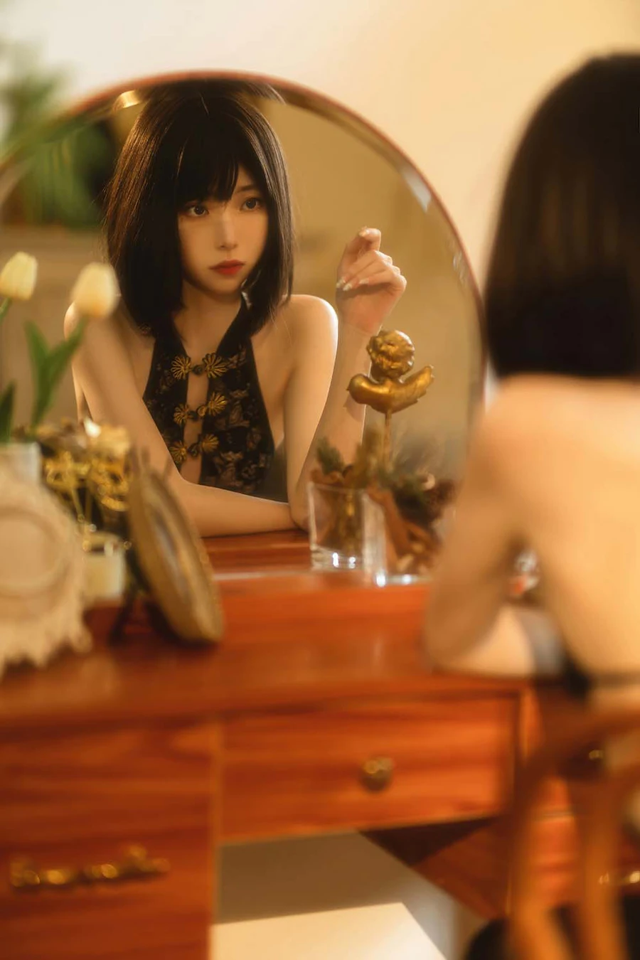 许岚(叁月life) – 纯欲黑纱 Cosplay-第1张