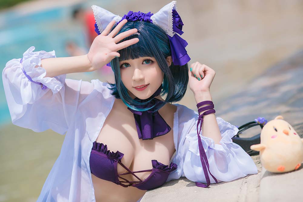 Tomoyo酱 – 碧蓝 柴郡泳装 Cosplay-第2张