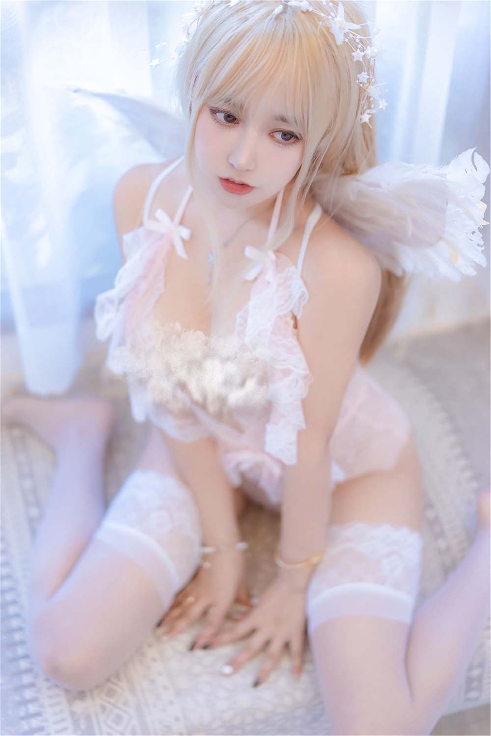 过期米线线喵 – 粉天使 Cosplay-第1张