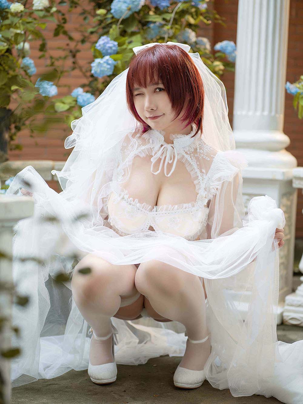 麻花麻花酱 – 黑白婚纱 Cosplay-第1张