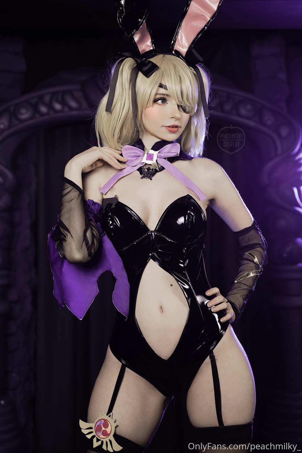 Peach milky – Fischl Playboy Bunny Genshin Impact Cosplay-第1张