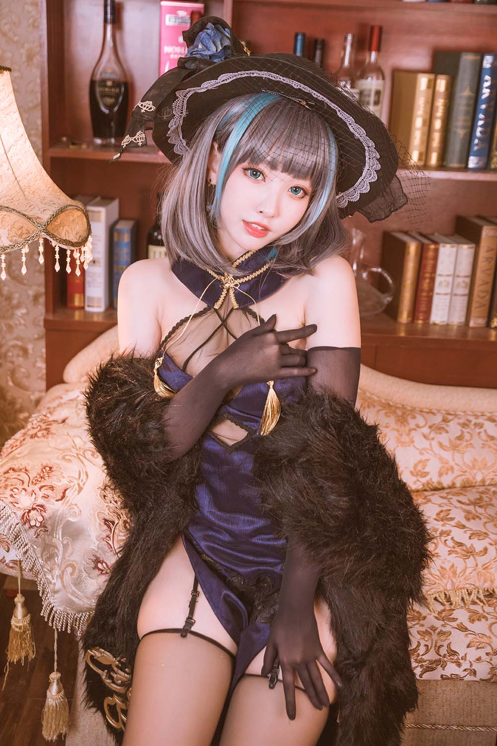 宫本桜 – 柴郡旗袍 音乐绚烂CaitSith Cosplay-第2张