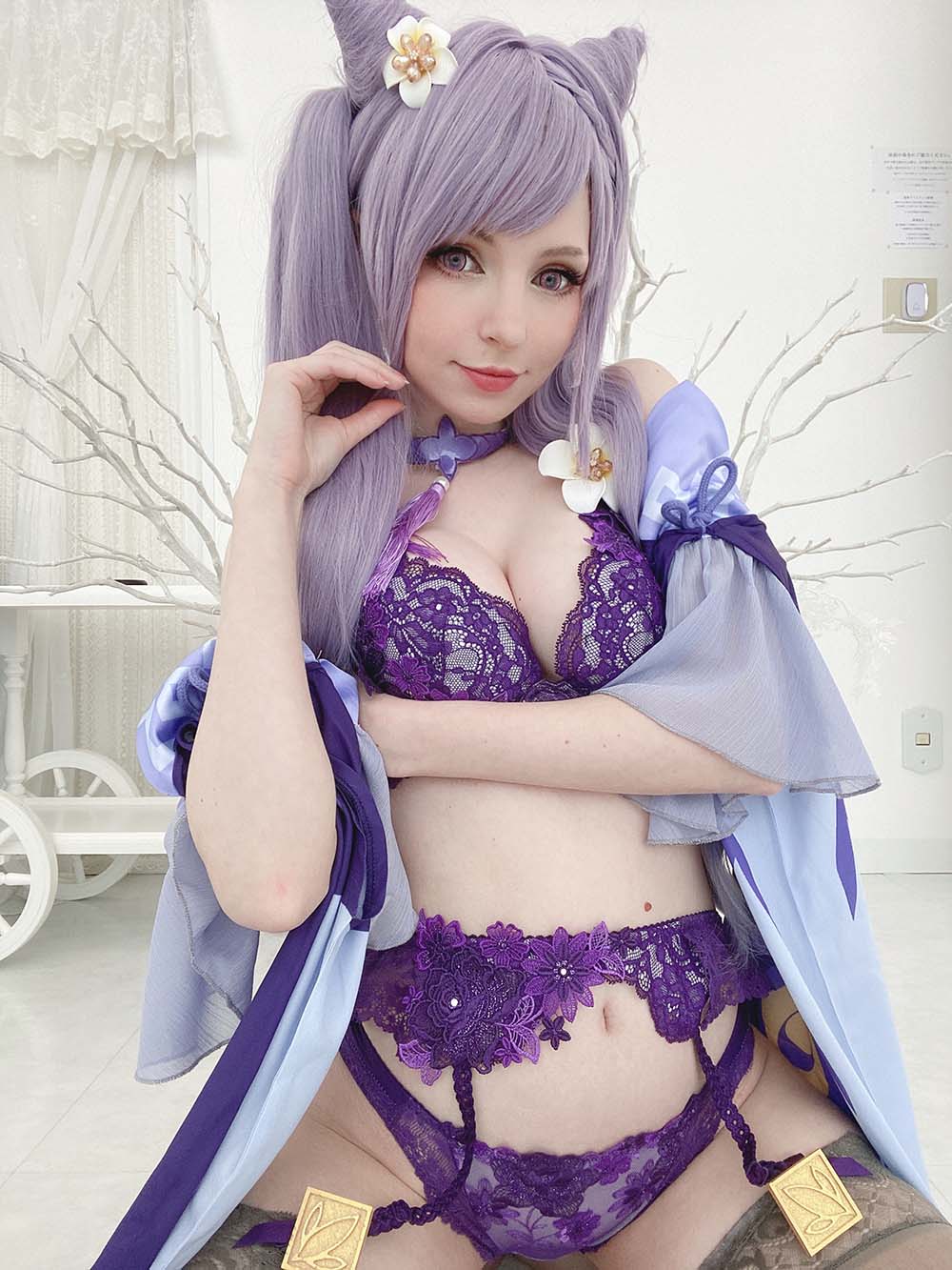 Peach milky – Keqing Genshin Impact Cosplay-第1张