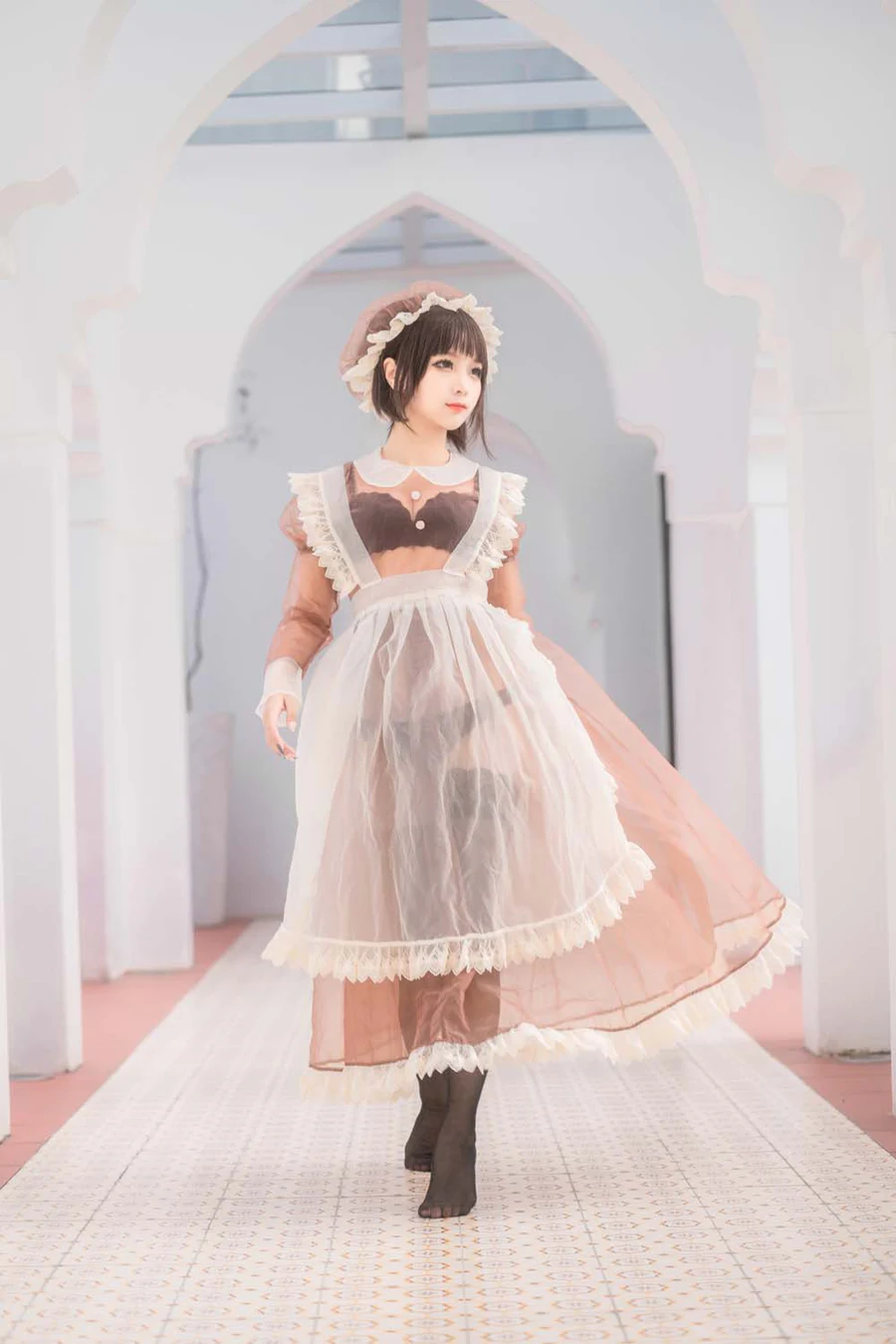 蠢沫沫 – 纱-室外女仆 Cosplay-第2张