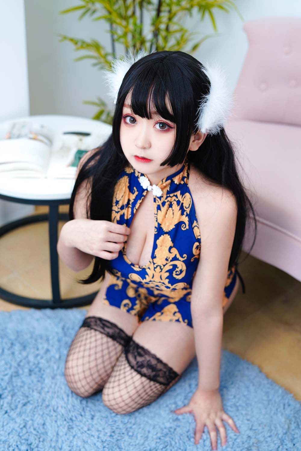恩田直幸 – 蓝色旗袍 Cosplay-第2张