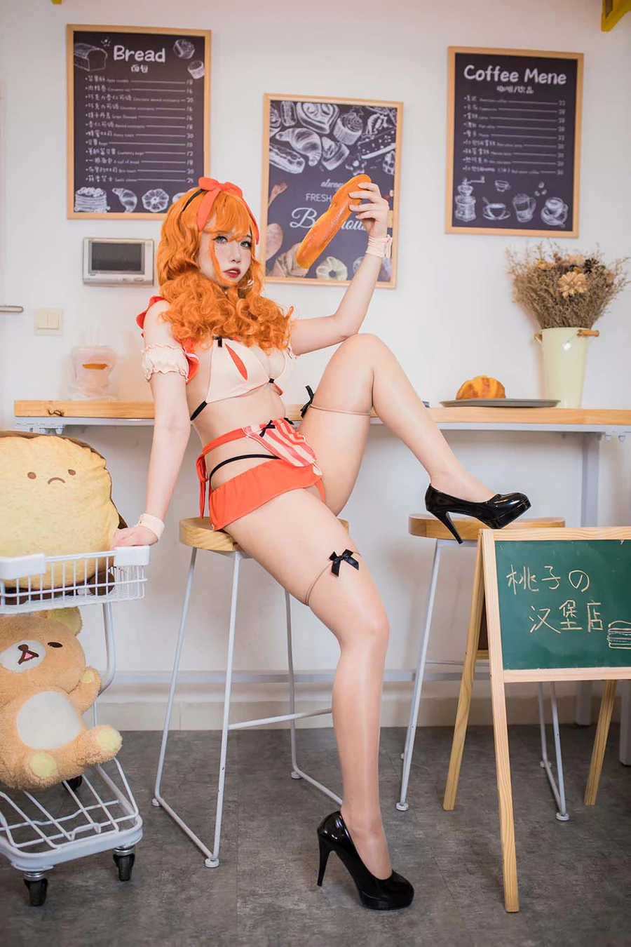 贞子蜜桃 – 汉堡店员 Cosplay-第2张