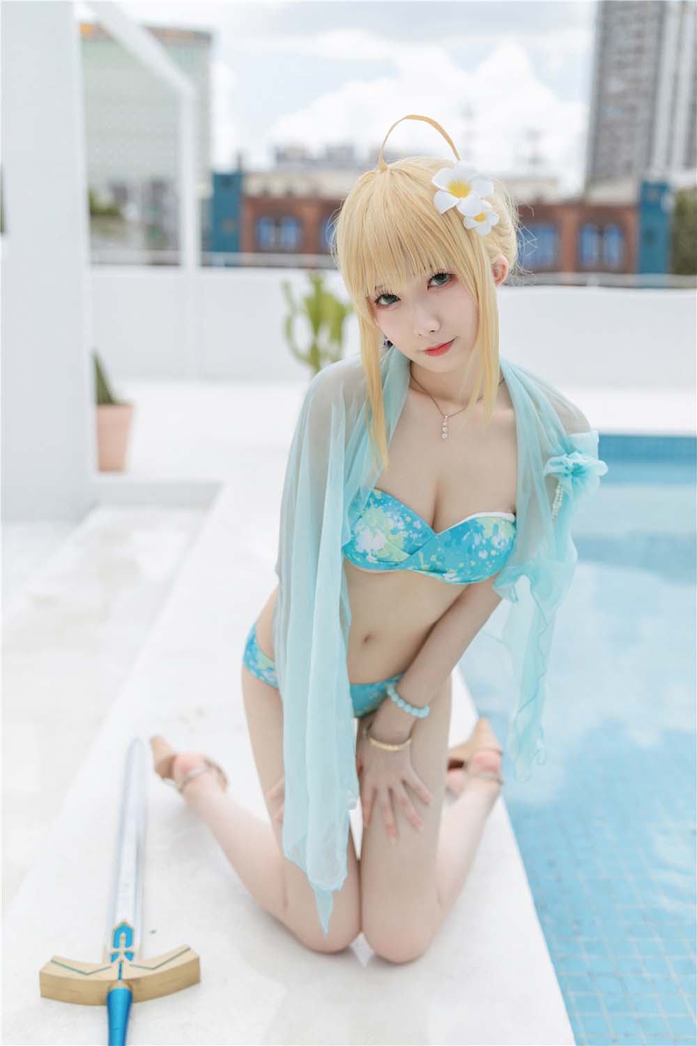封疆疆v – 阿尔托莉雅·潘德拉贡 泳装 Cosplay-第1张