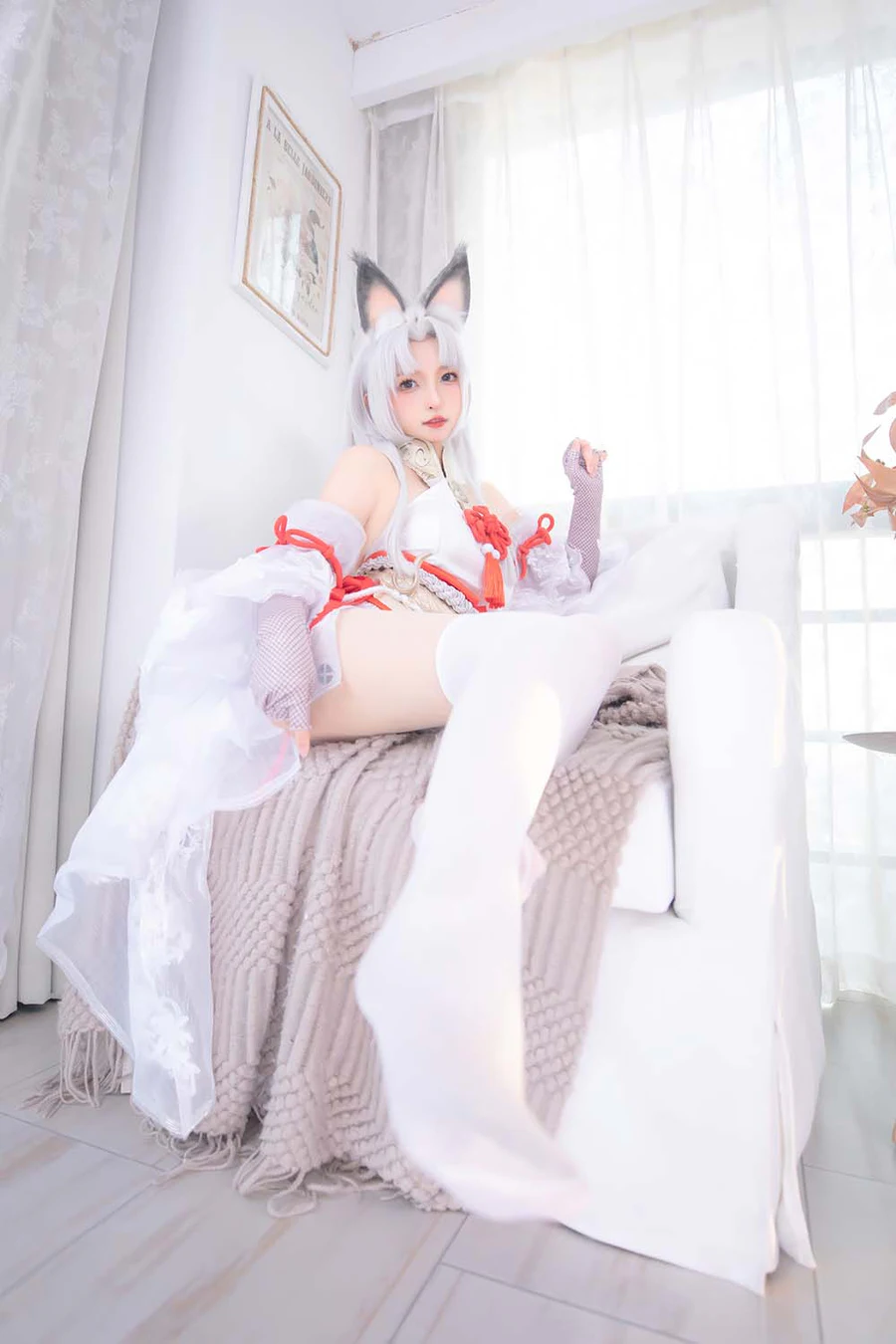 神楽板真冬 – 白丝胡桃 Cosplay-第1张