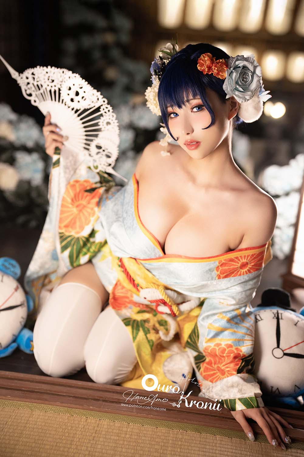 Hane Ame 雨波写真 – Hololive Kronii 時間 Kimono Cosplay-第2张