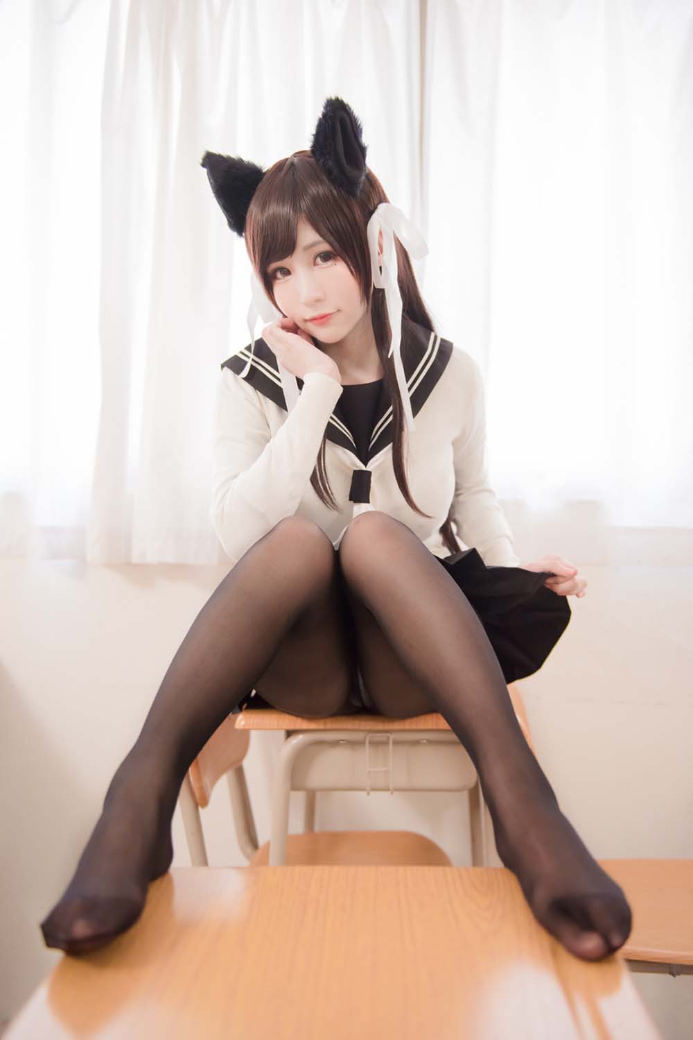 白神泱 – JK兽耳 Cosplay-第1张