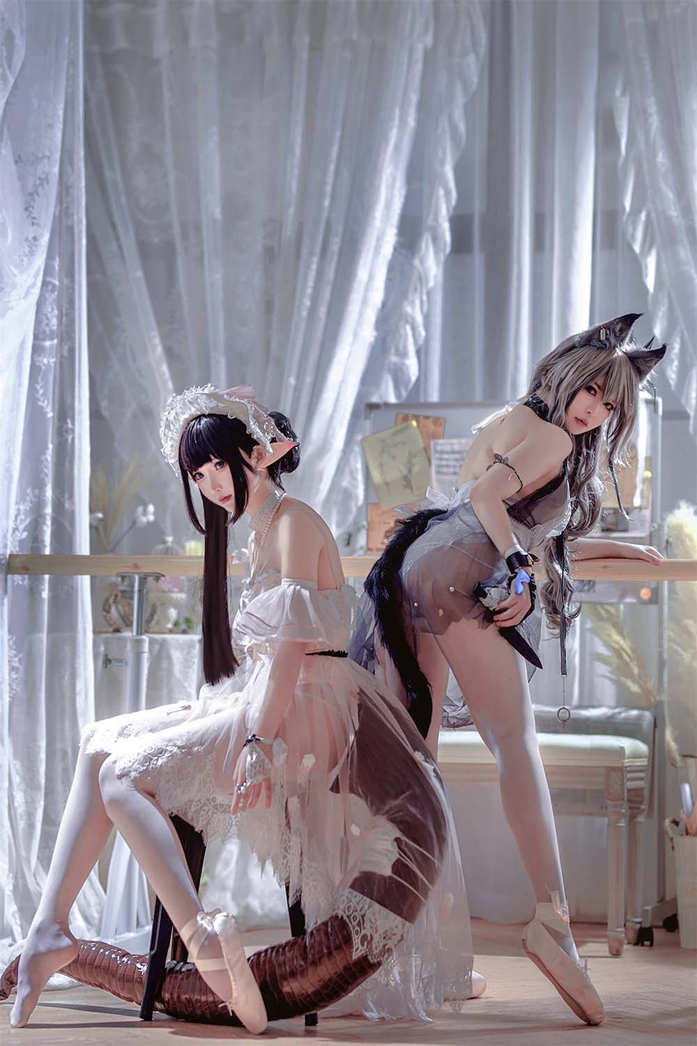 面饼仙儿 & 半半子 – Arknights 黑x森蚺バレエ Cosplay-第2张
