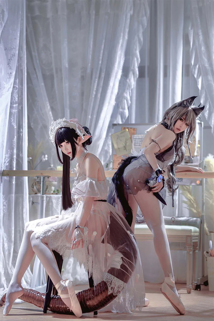 面饼仙儿 & 半半子 – Arknights 黑x森蚺バレエ Cosplay-第2张