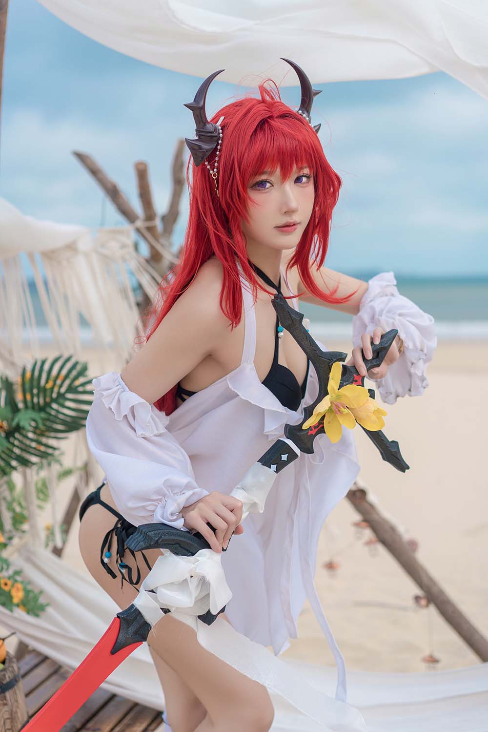 阿包也是兔娘 – 明日方舟 史尔特尔泳装 Cosplay-第1张