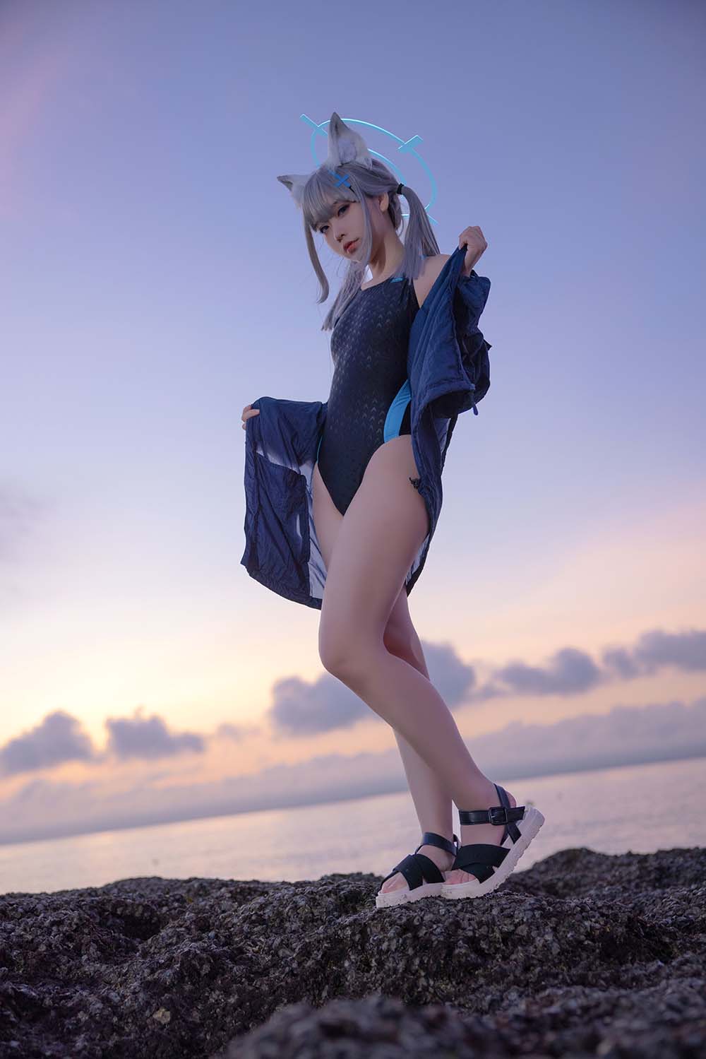 G44不会受伤 – 碧蓝档案 砂狼白子泳装 Cosplay-第2张