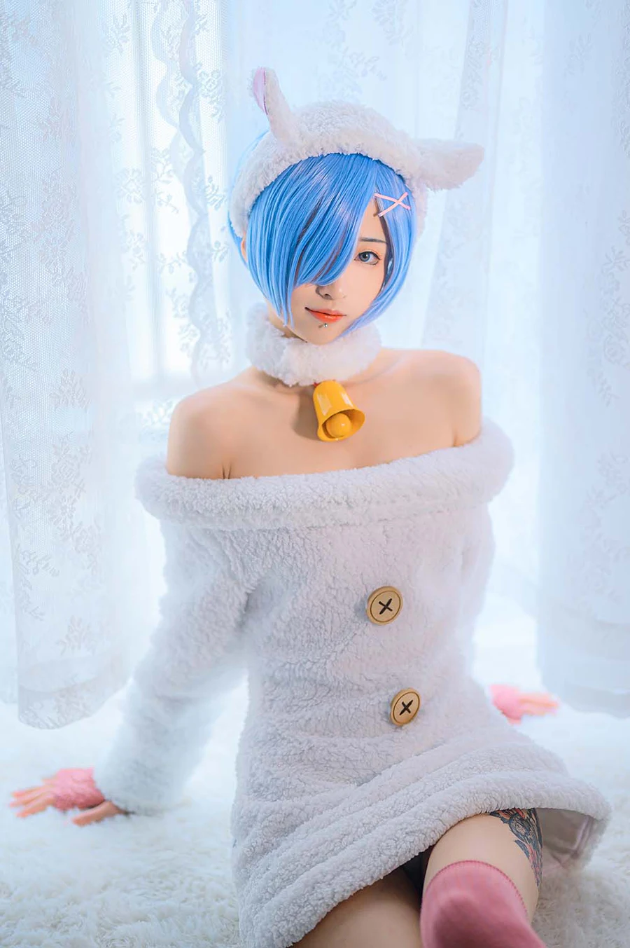 妹抖青 – 蕾姆绵羊 Cosplay-第2张
