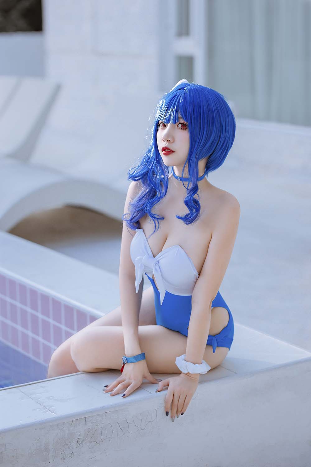 二佐Nisa – 碧蓝 圣路易斯泳装 Cosplay-第1张